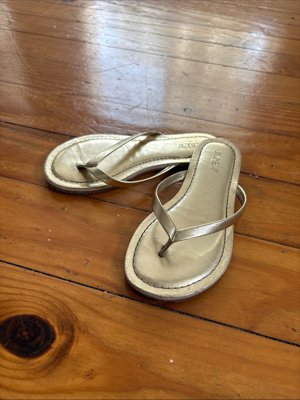 J. Crew Metallic Gold Thong Sandals